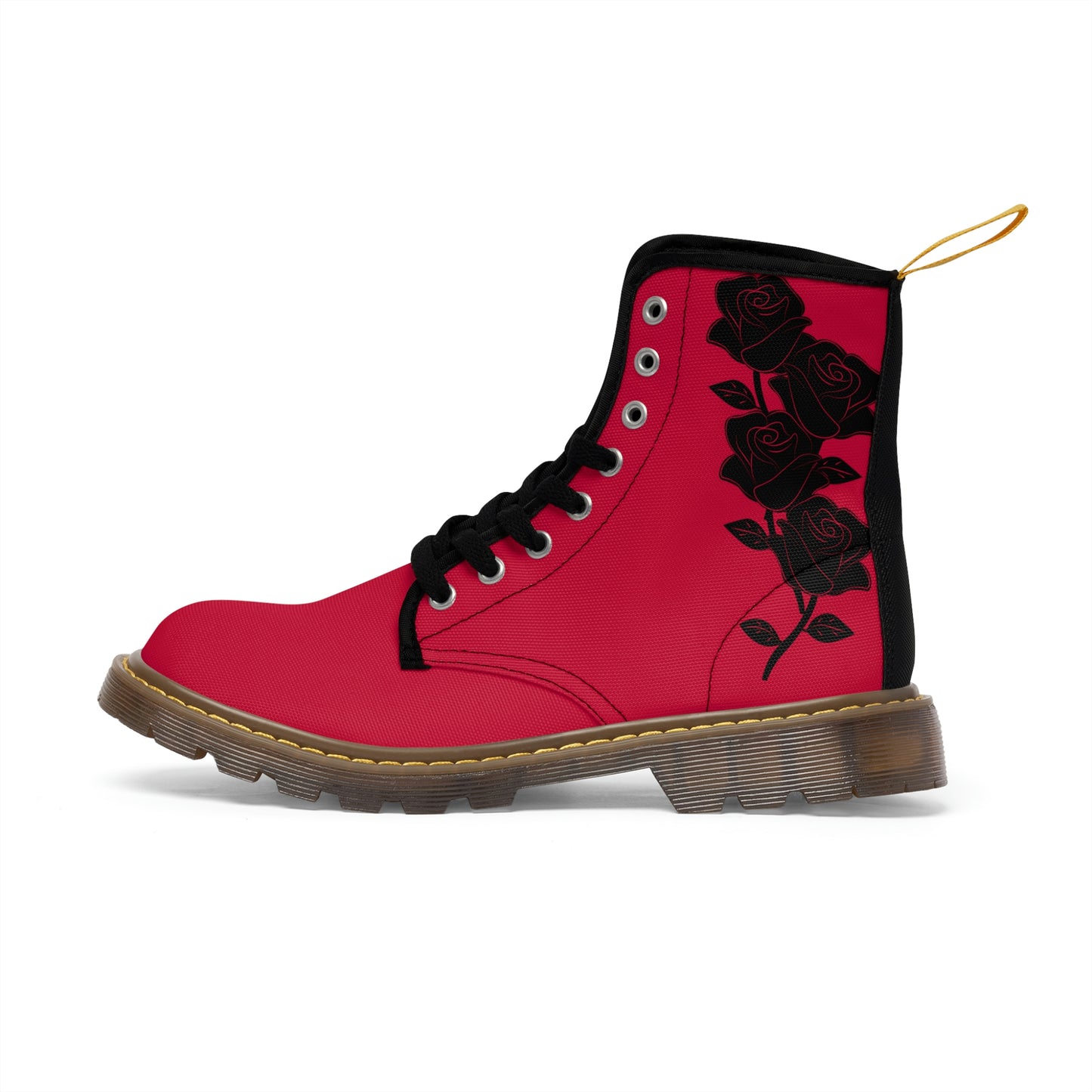 Unusual Black &amp; Red Women's Canvas Boots - Women’s Boots - Brown - Left