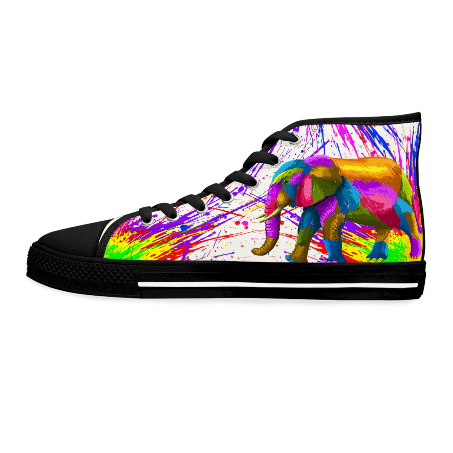 Elephant Women's High-Top Canvas Shoes - Sneakers - Black - Left