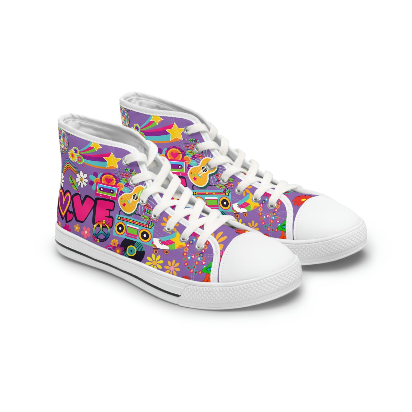 Hippie Love Women's High Top Canvas Shoes - Sneakers - White