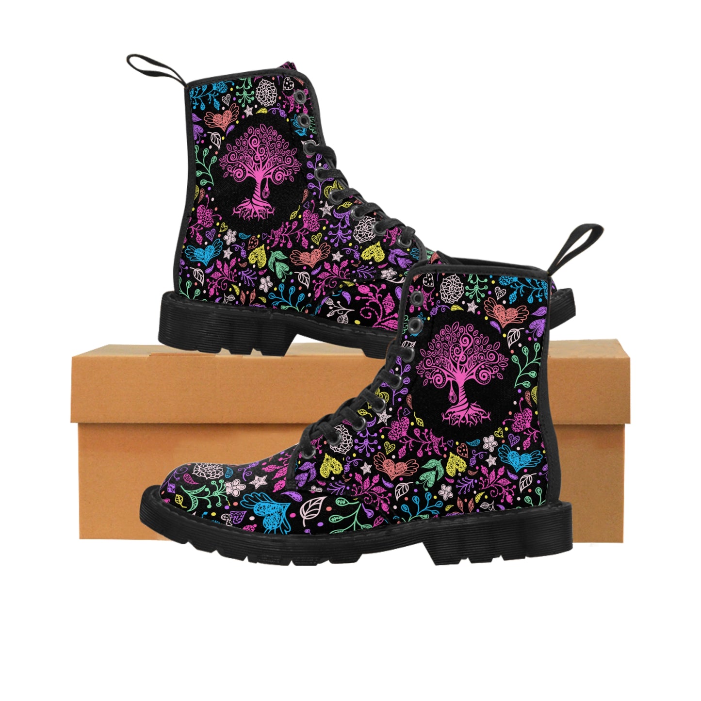 Drawings Women's Canvas Boots - Women’s Boots - Black