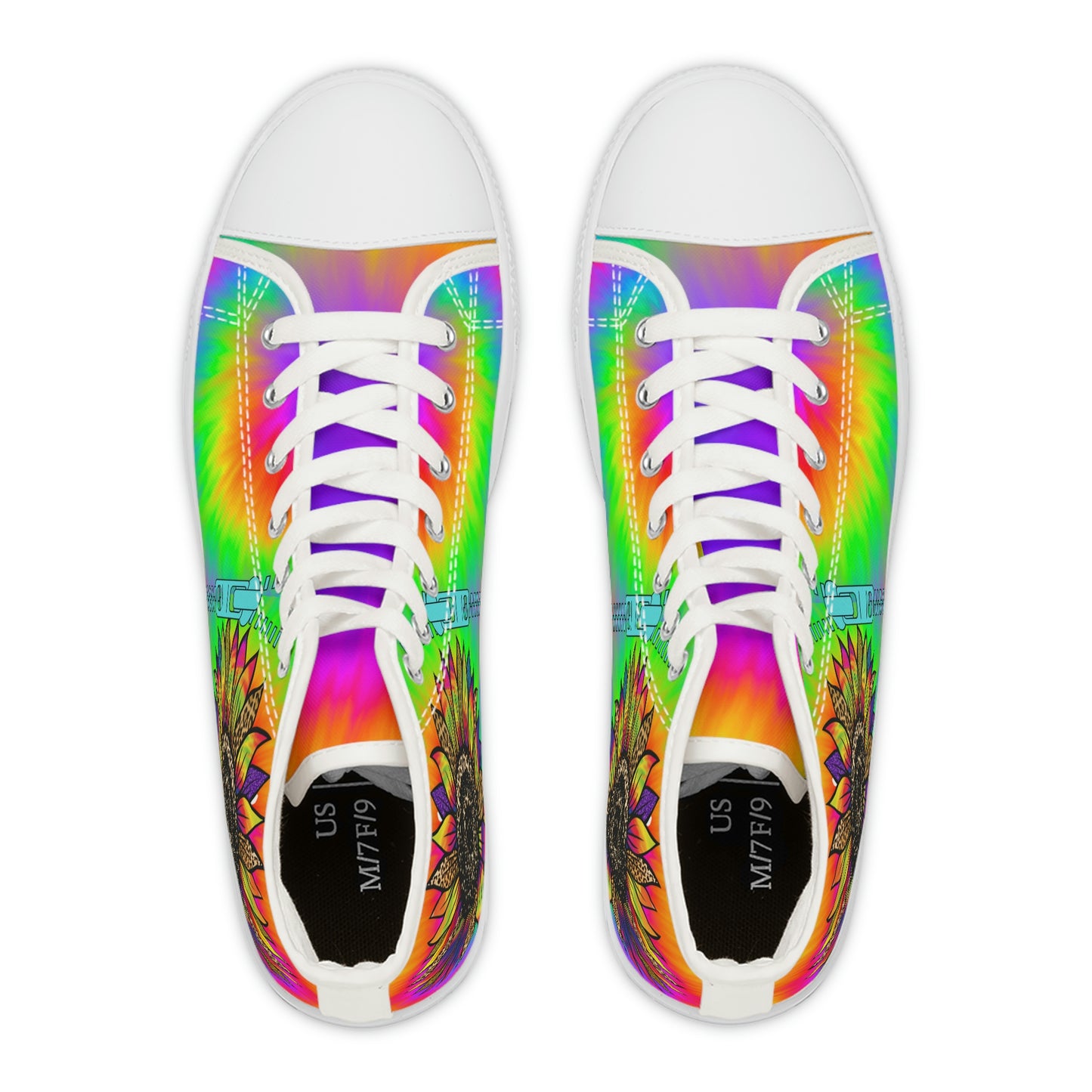 Rainbow Sunflower Women's High Top Canvas Shoes - Sneakers - White - Top