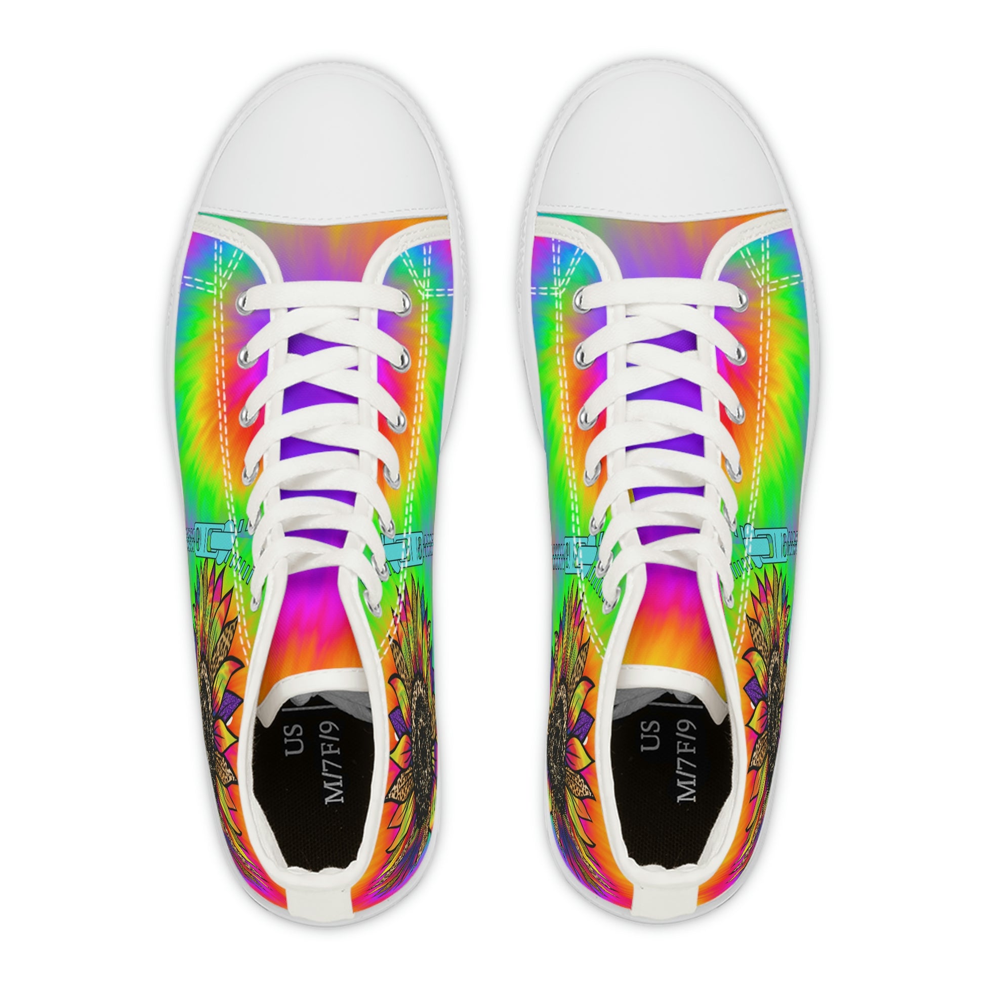 Rainbow Sunflower Women's High Top Canvas Shoes - Sneakers - White - Top