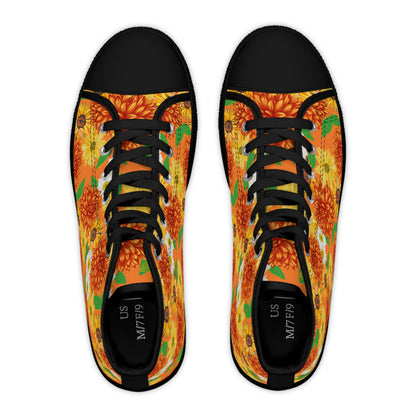 Sunflowers Women's High Top Canvas Shoes - Sneakers - Black - Top