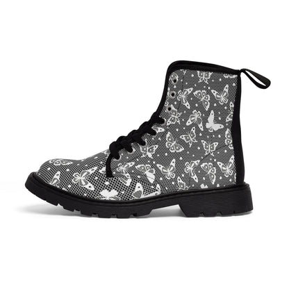 Lace Butterflies Women's Canvas Boots - Women’s Boots - Black - Left