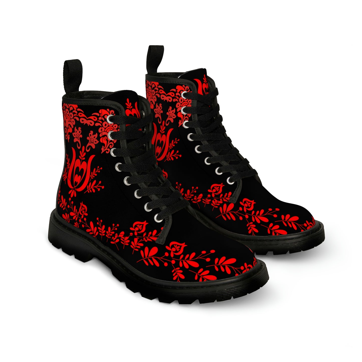 Traditional Motives Women's Canvas Boots - Women’s Boots - Black - Left And Right