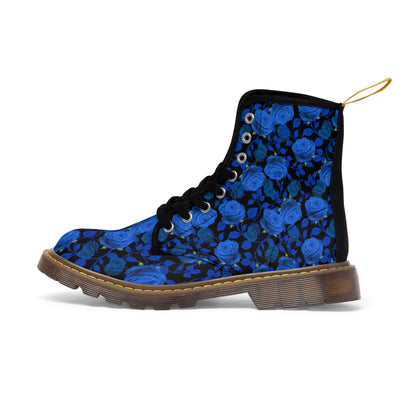 Blue Roses Women's Canvas Boots - Women’s Boots - Brown - Left