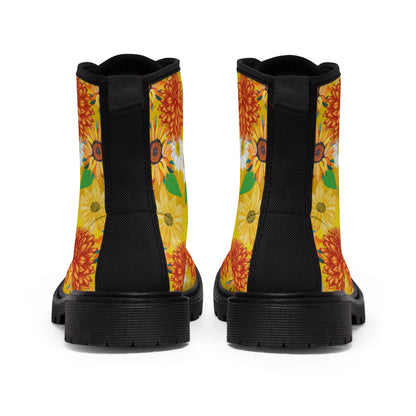 Sunflowers Women's Canvas Boots - Women’s Boots - Black - Back