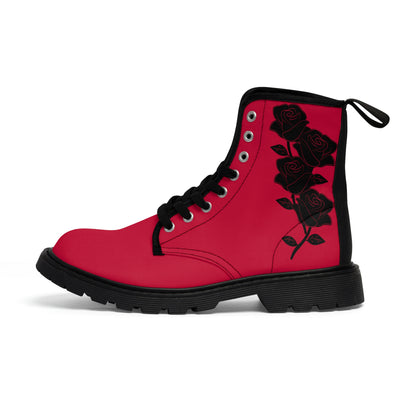 Unusual Black &amp; Red Women's Canvas Boots - Women’s Boots - Black - Left