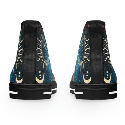 Constellations Women's High Top Canvas Shoes - Sneakers - Black - Back