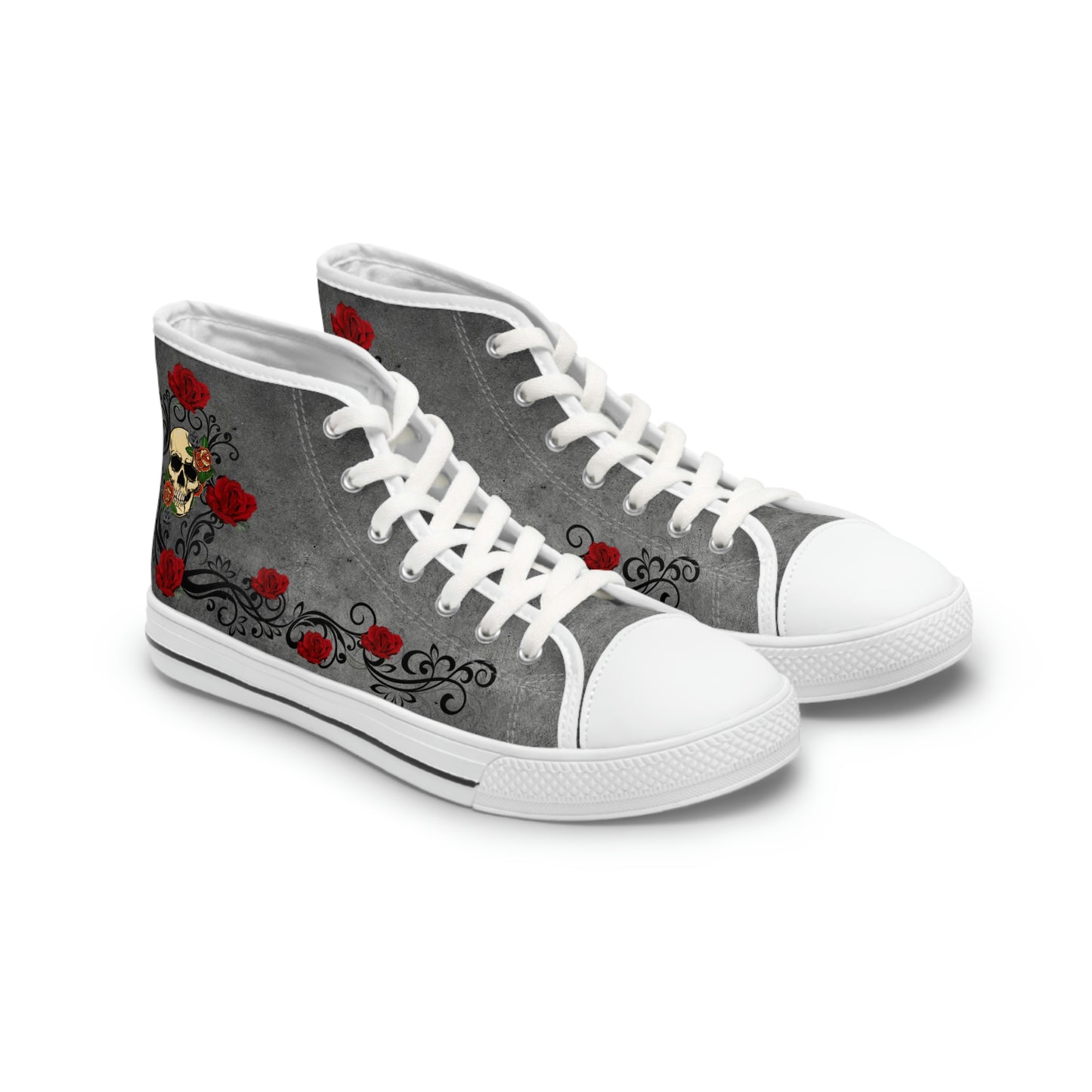 Skull&amp;Roses Women's High Top Canvas Shoes - Sneakers - White