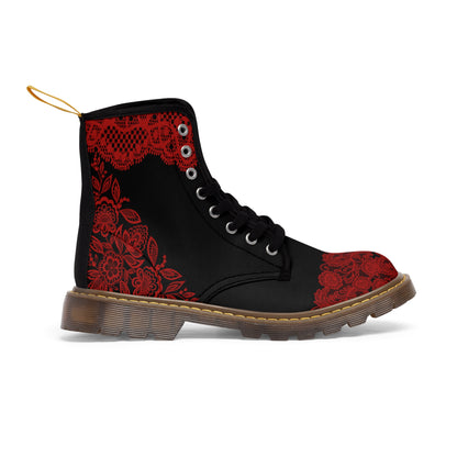 Red Lace Women's Canvas Boots - Women’s Boots - Brown - Right