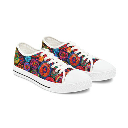 Mexican Patterns Women's Low Top Canvas Shoes - Sneakers - White