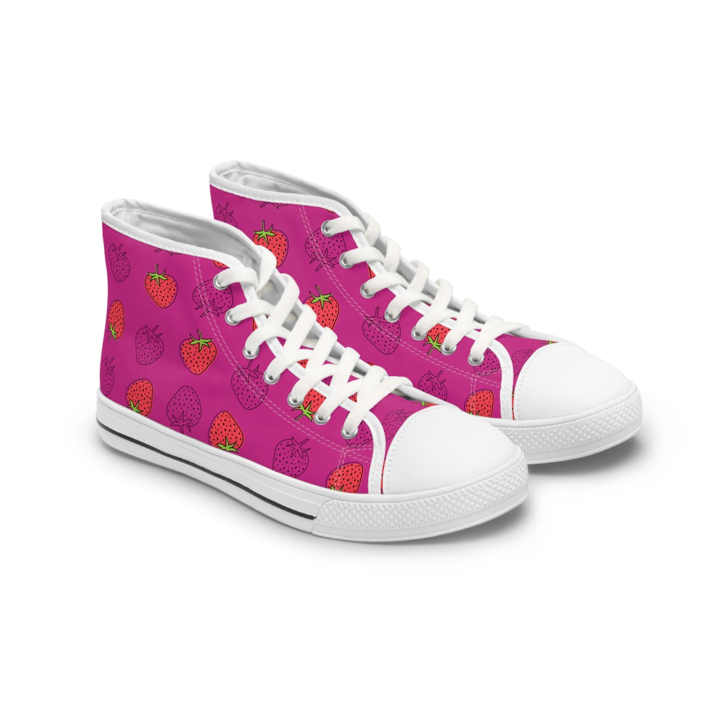 Strawberry Women's High Top Canvas Shoes - Sneakers - White