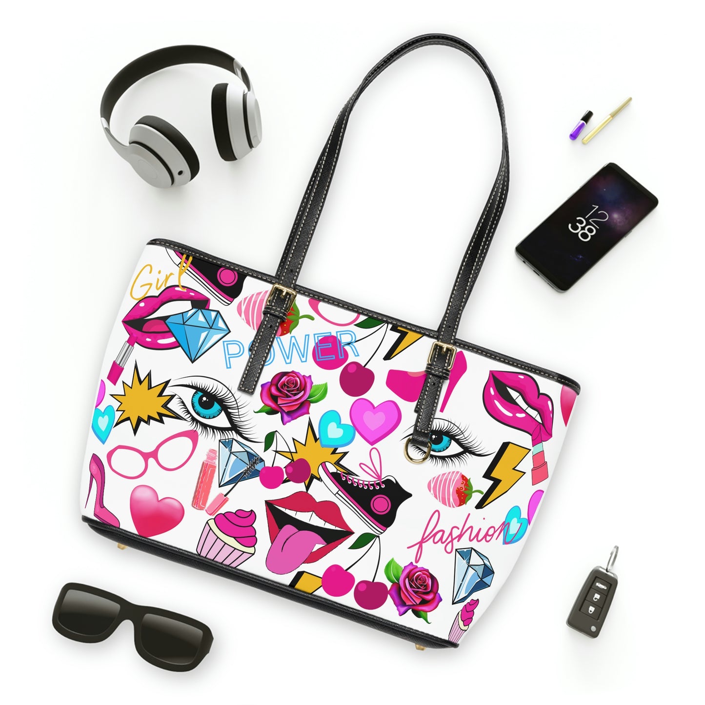 Cute Girlie PU Leather Shoulder Bag - Leather Tote Bag - Modern Bag