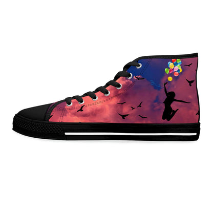 Girl With Balloons Women's High Top Canvas Shoes - Sneakers - Black - Left