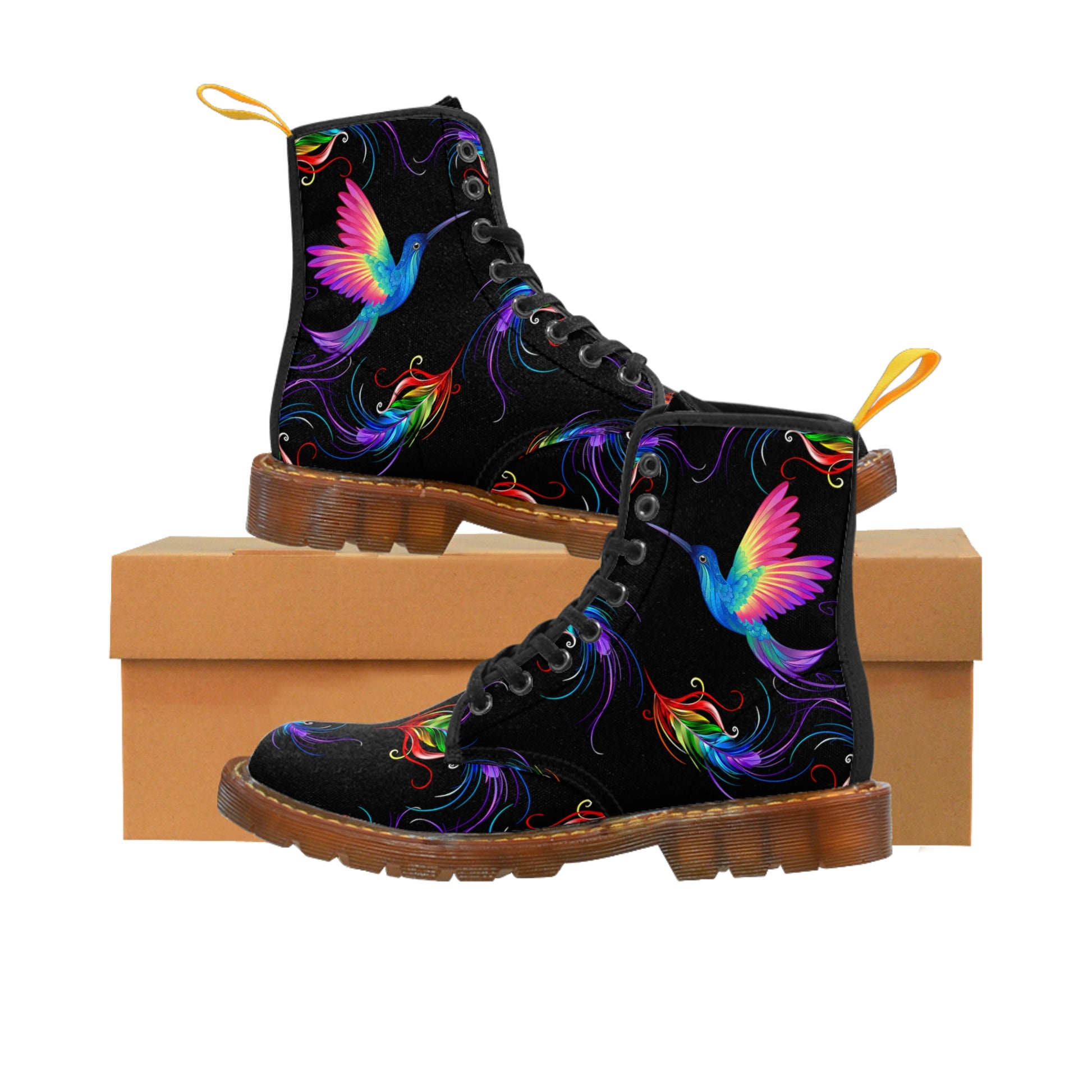 Rainbow Hummingbird Women's Canvas Boots - Women’s Boots - Brown