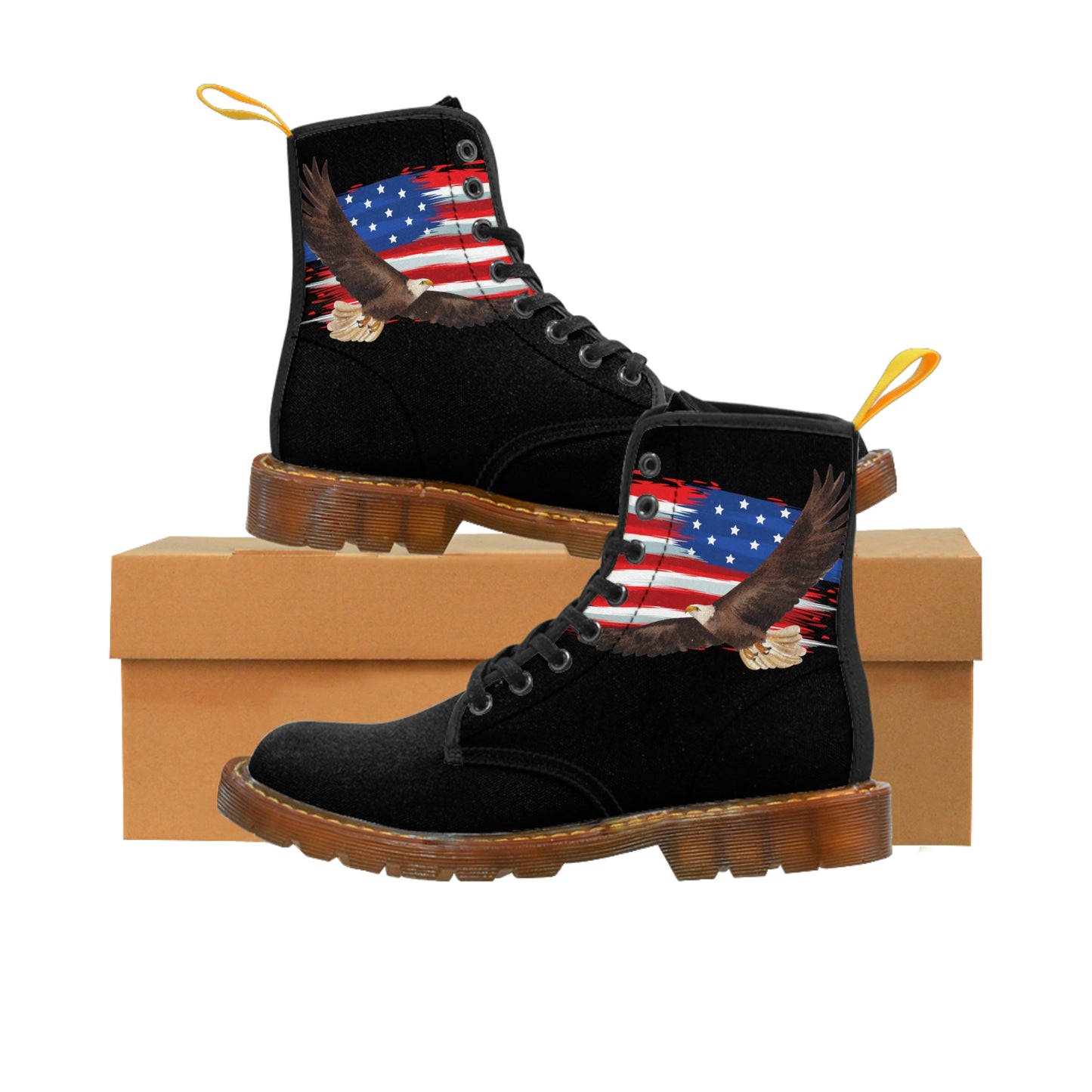 American Flag Men's Canvas Boots - Men's Boots - Brown - Left and Right