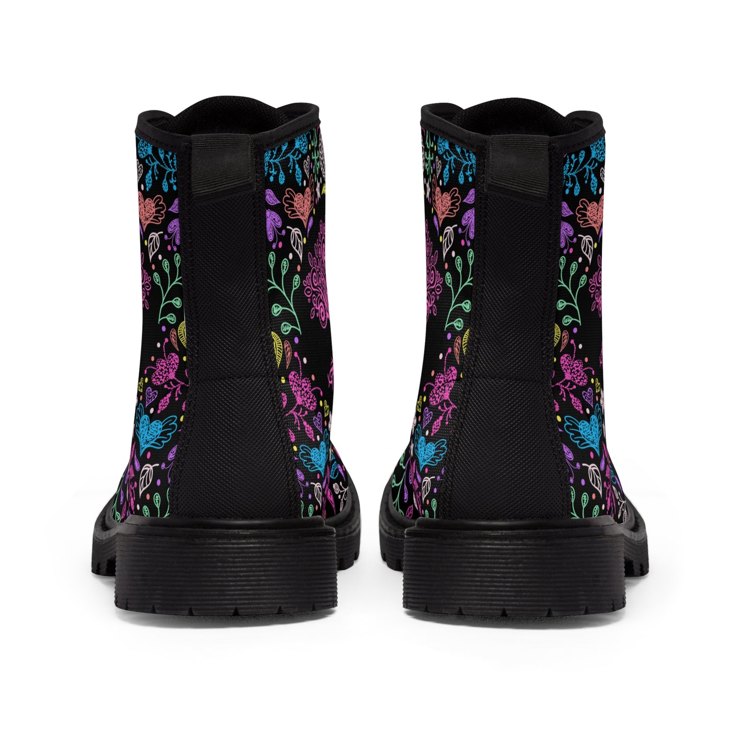 Drawings Women's Canvas Boots - Women’s Boots - Black - Back