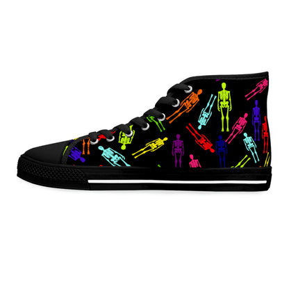 Skeletons Women's High Top Canvas Shoes - Sneakers - Black - Left