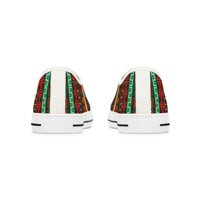 African Pattern Women's Low Top Canvas Shoes - Sneakers - White - Back