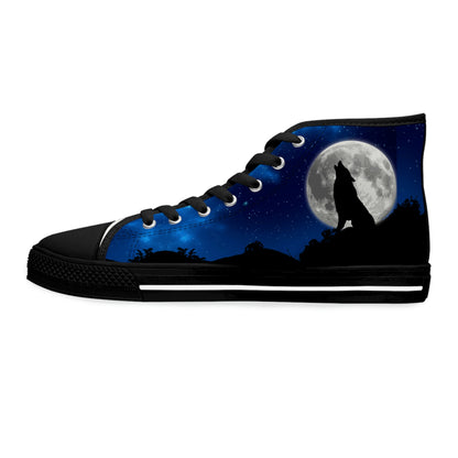 Full Moon Women's High Top Canvas Shoes - Sneakers - Black - Left