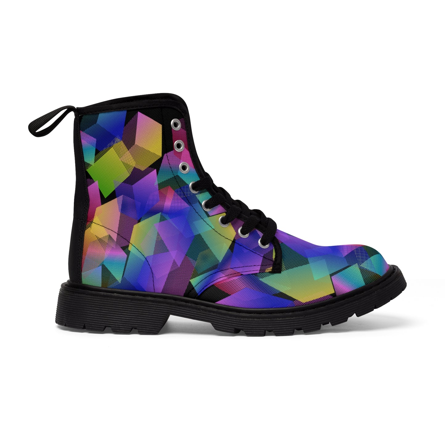 Vibrant Cubes Women's Canvas Boots - Women’s Boots - Black - Right