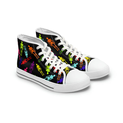 Skeletons Women's High Top Canvas Shoes - Sneakers - White