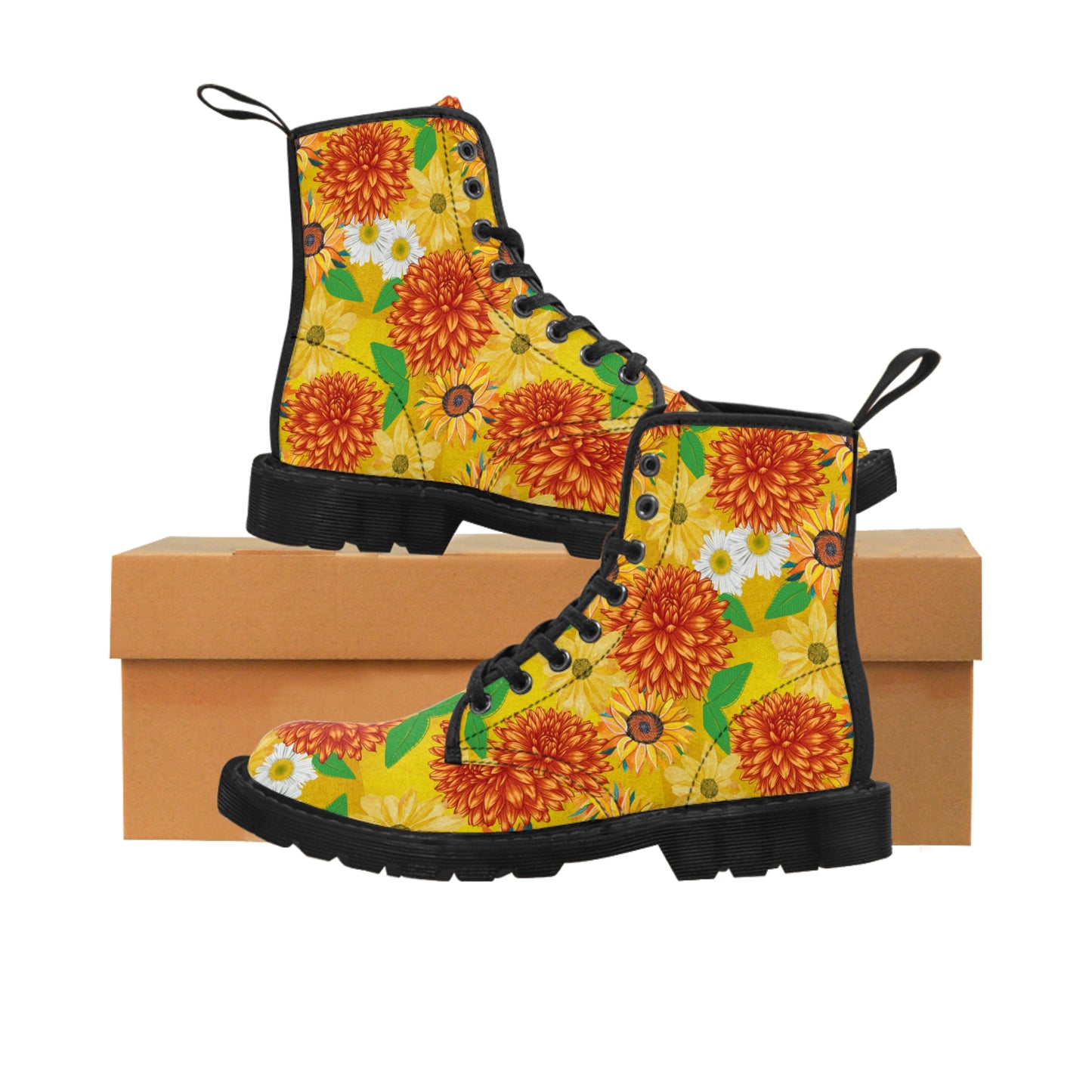 Sunflowers Women's Canvas Boots - Women’s Boots - Black