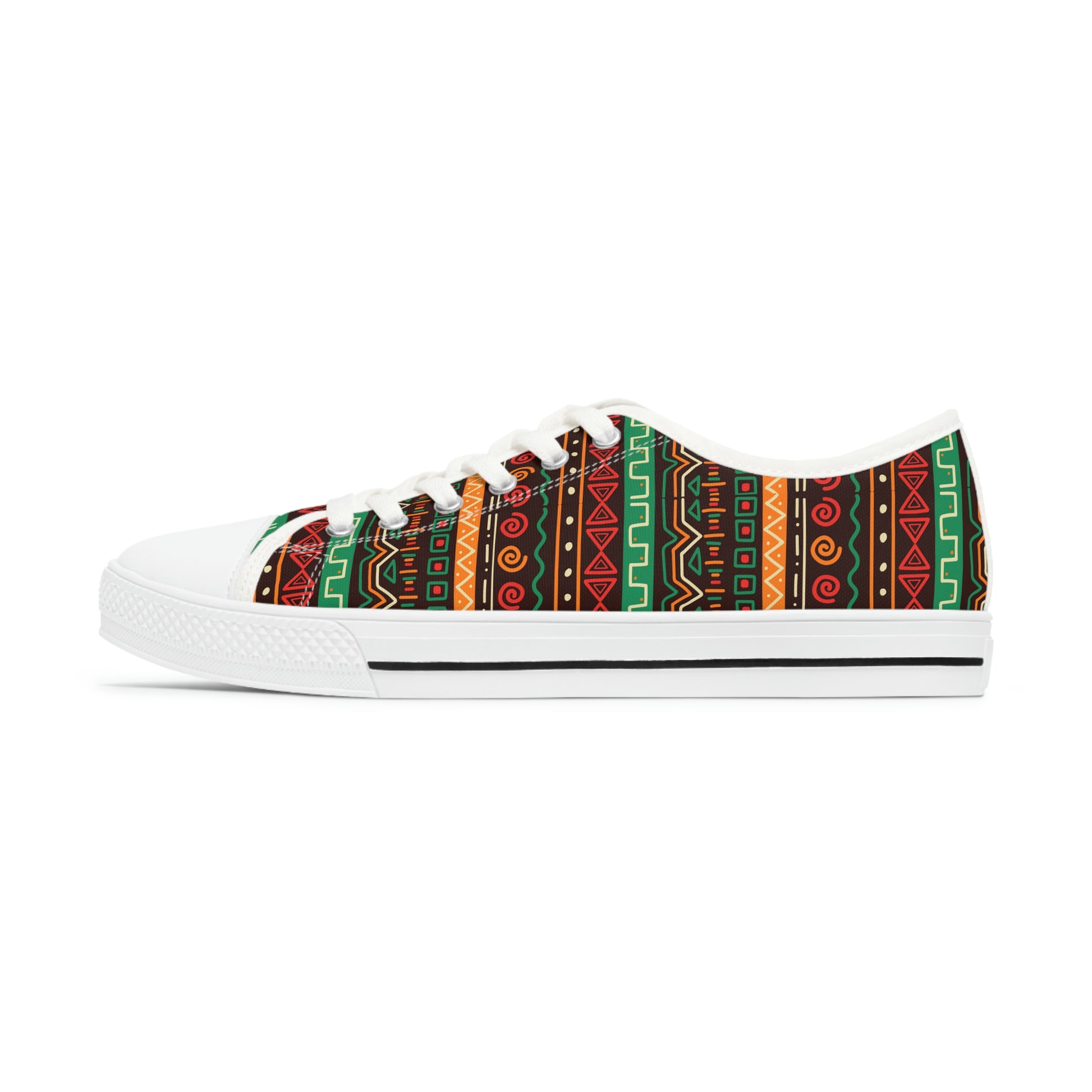 African Pattern Women's Low Top Canvas Shoes - Sneakers - White - Left