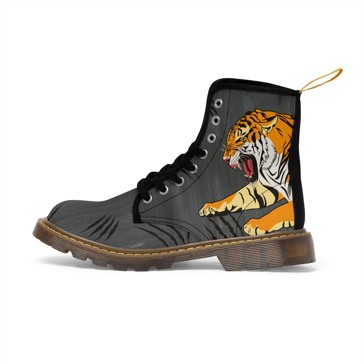 Tiger Scratch Women's Canvas Boots - Women’s Boots - Brown - Left