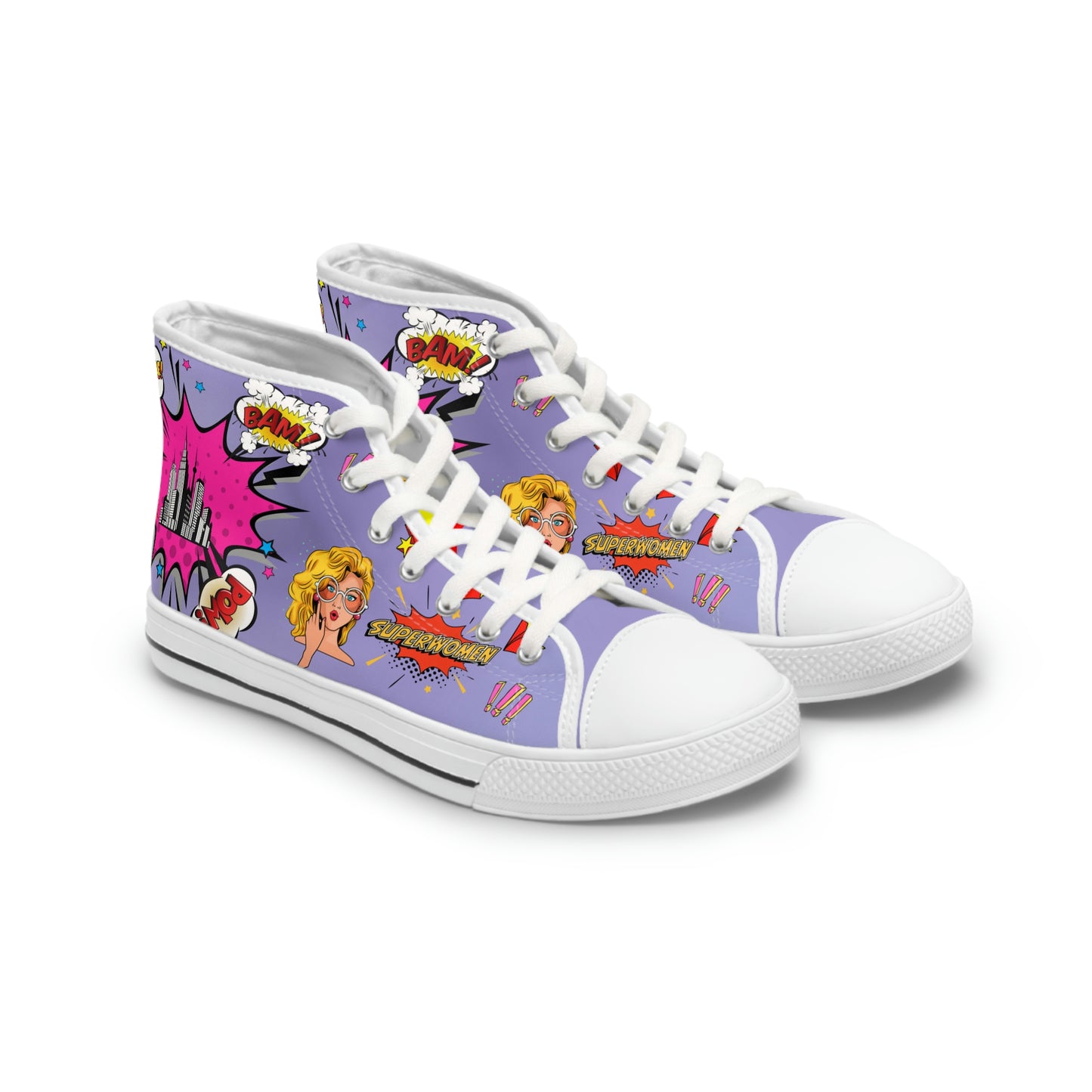 Comic Women's High Top Canvas Shoes - Sneakers - White