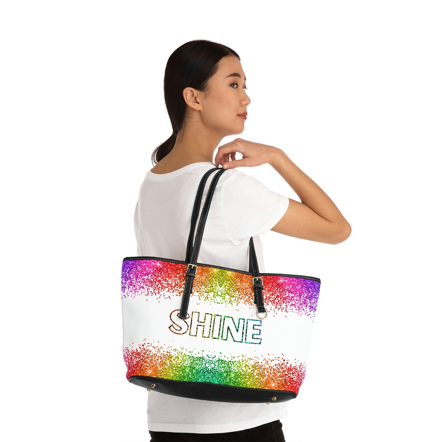 Shine PU Leather Shoulder Bag - Leather Tote Bag - Elegant Bag