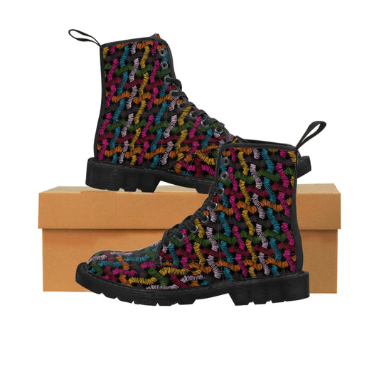 Colourful Patterns Women's Canvas Boots - Women’s Boots - Black