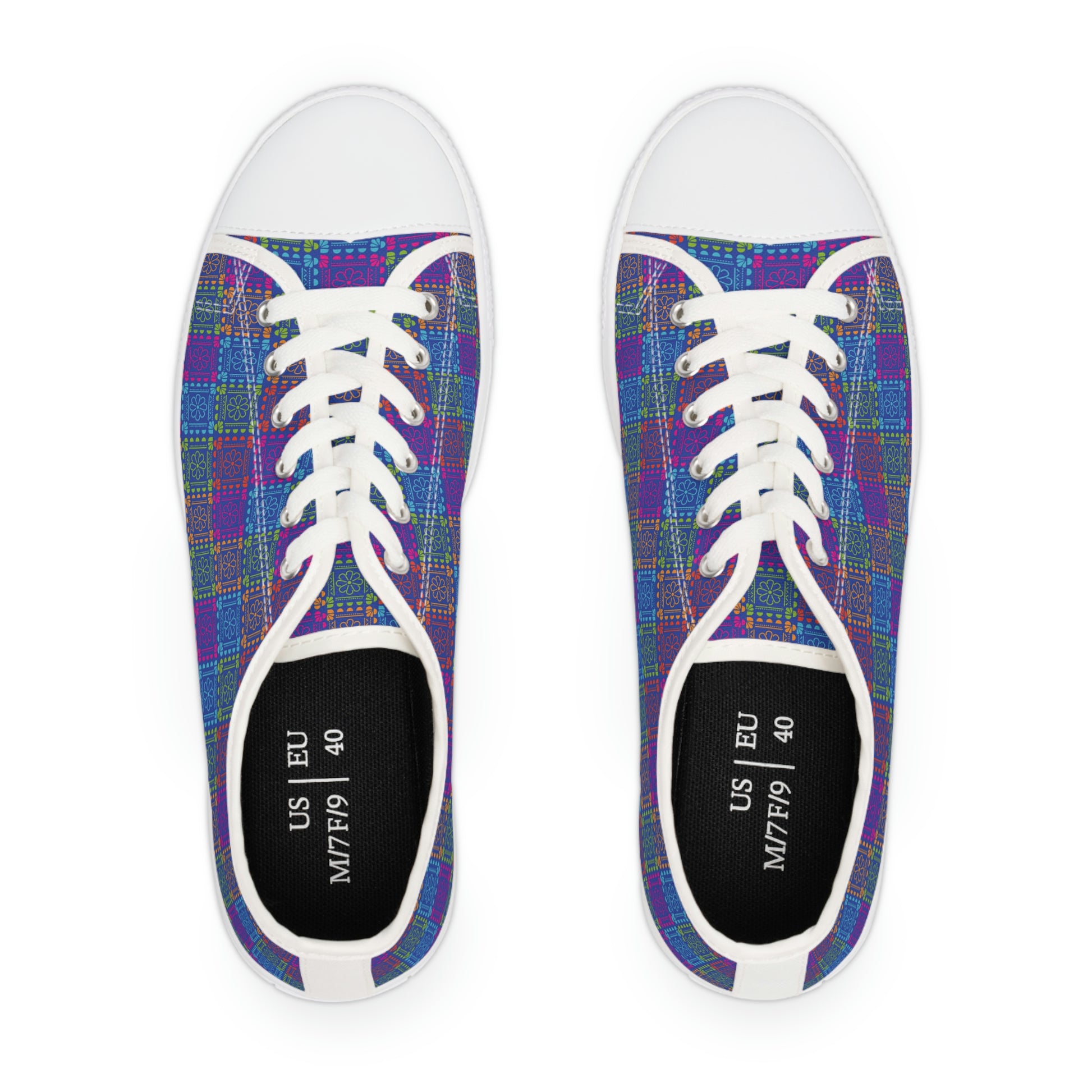 Purple Patterns Women's Low Top Canvas Shoes - Sneakers - White - Top