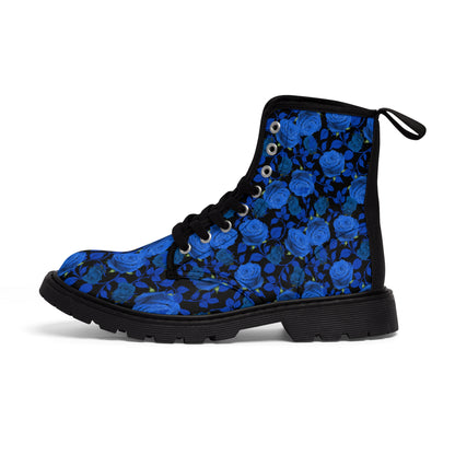 Blue Roses Women's Canvas Boots - Women’s Boots - Black - Left