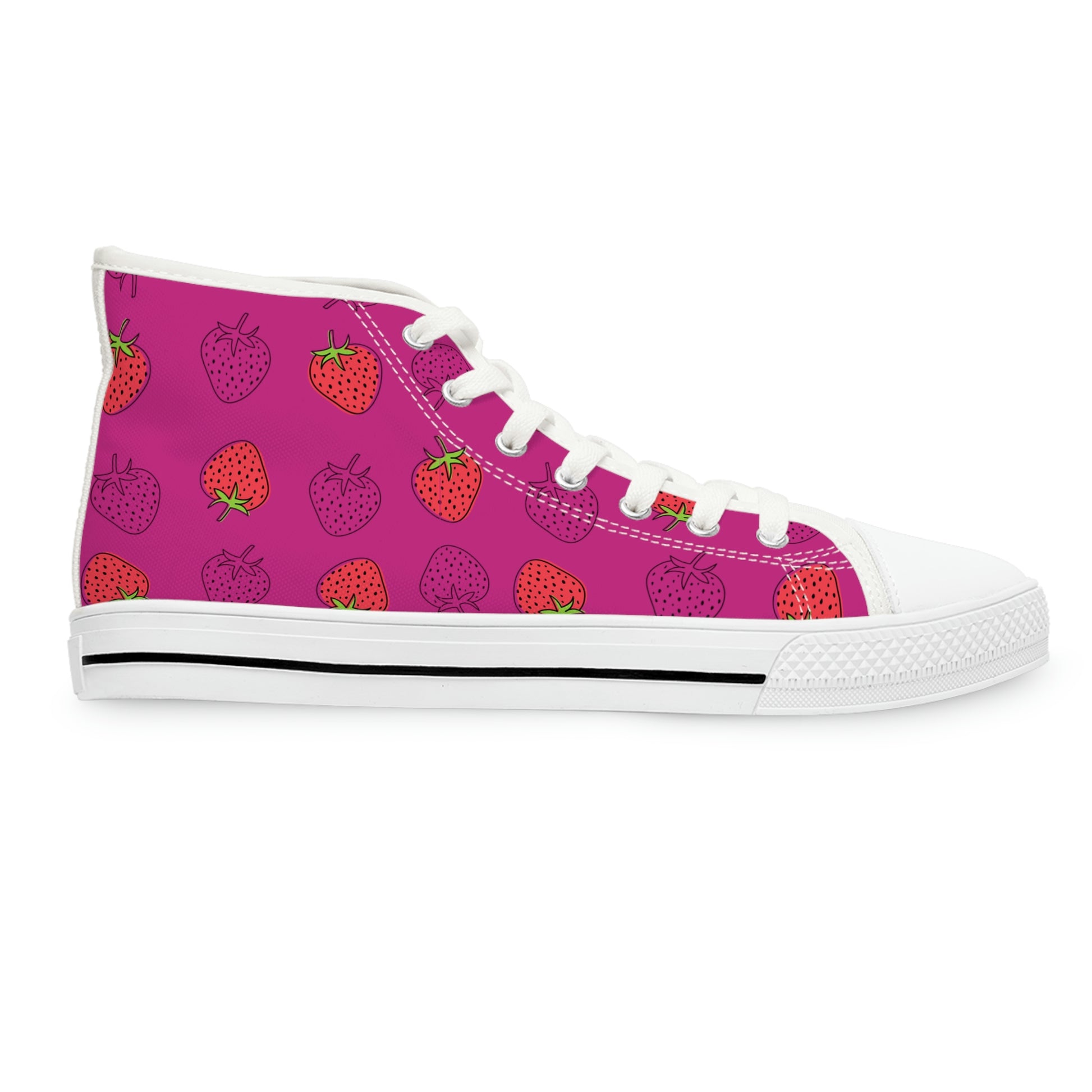 Strawberry Women's High Top Canvas Shoes - Sneakers - White - Right