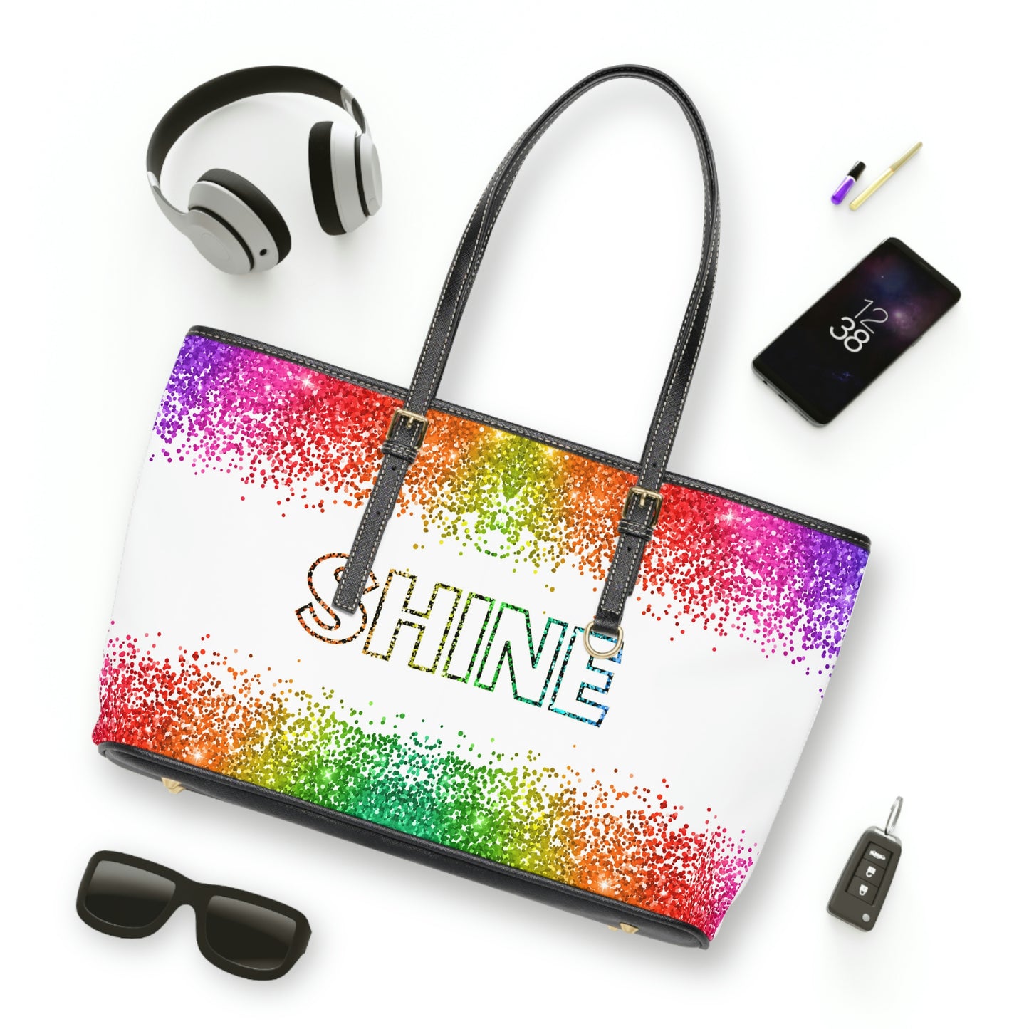 Shine PU Leather Shoulder Bag - Leather Tote Bag - Modern Bag