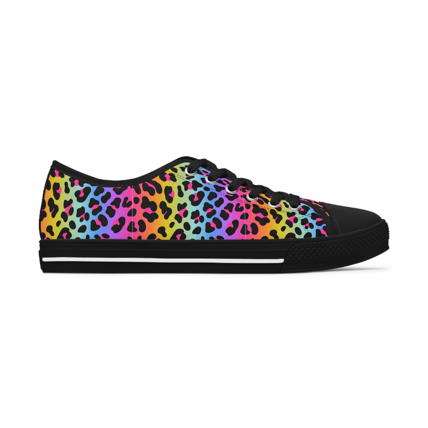 Rainbow Women's Low Top Canvas Shoes - Sneakers - Black - Right