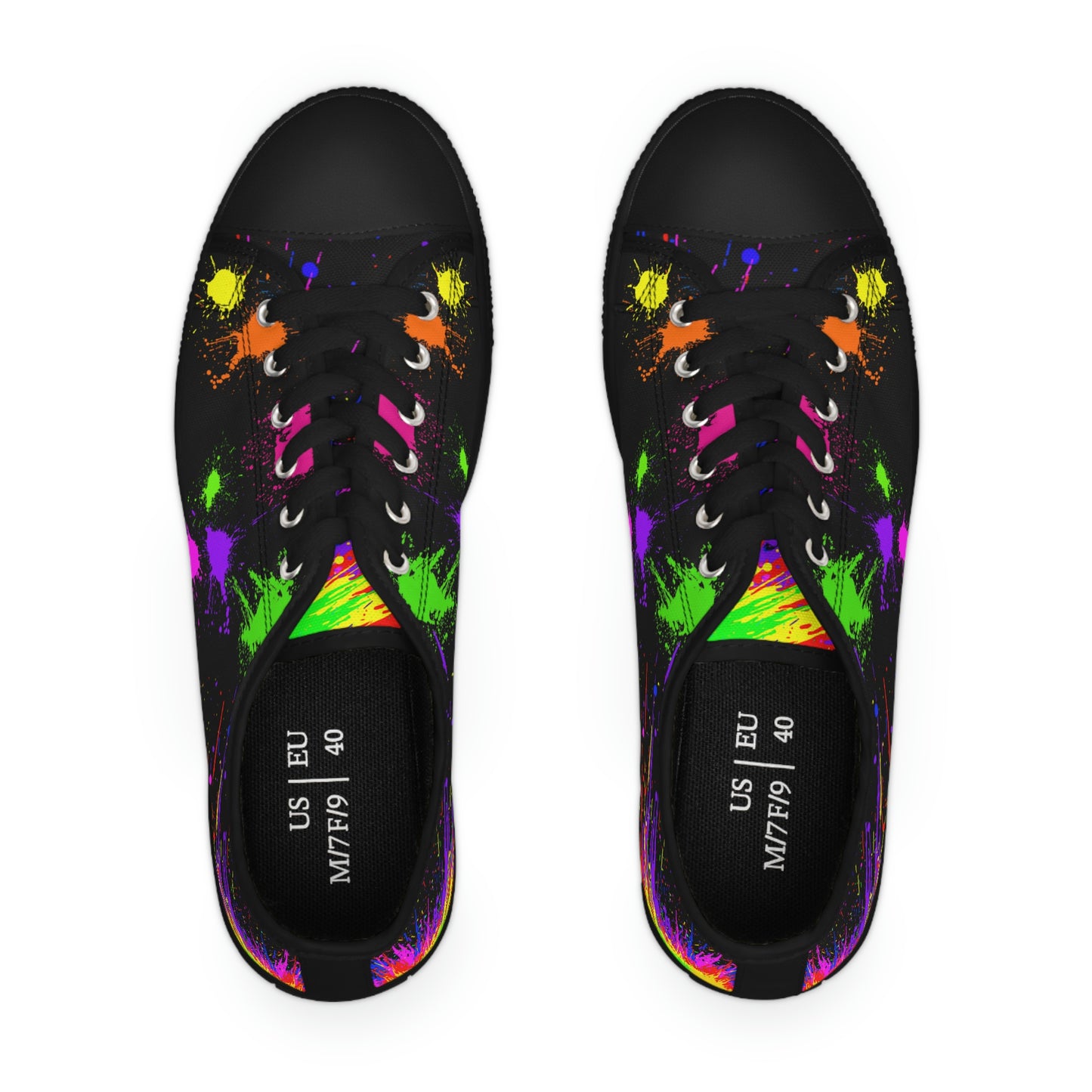 Paint Splashes Women's Low Top Canvas Shoes - Sneakers - Black - Top