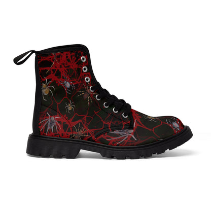 Halloween Spiders Women's Canvas Boots - Women’s Boots - Black - Right