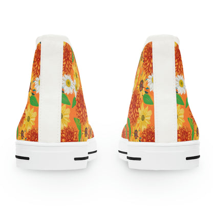 Sunflowers Women's High Top Canvas Shoes - Sneakers - White - Back