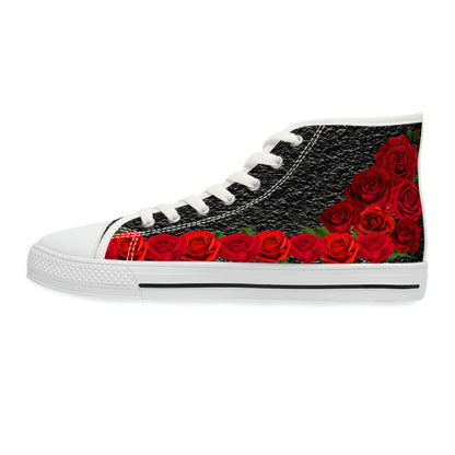 Roses Women's High Top Canvas Shoes - Sneakers - White - Left