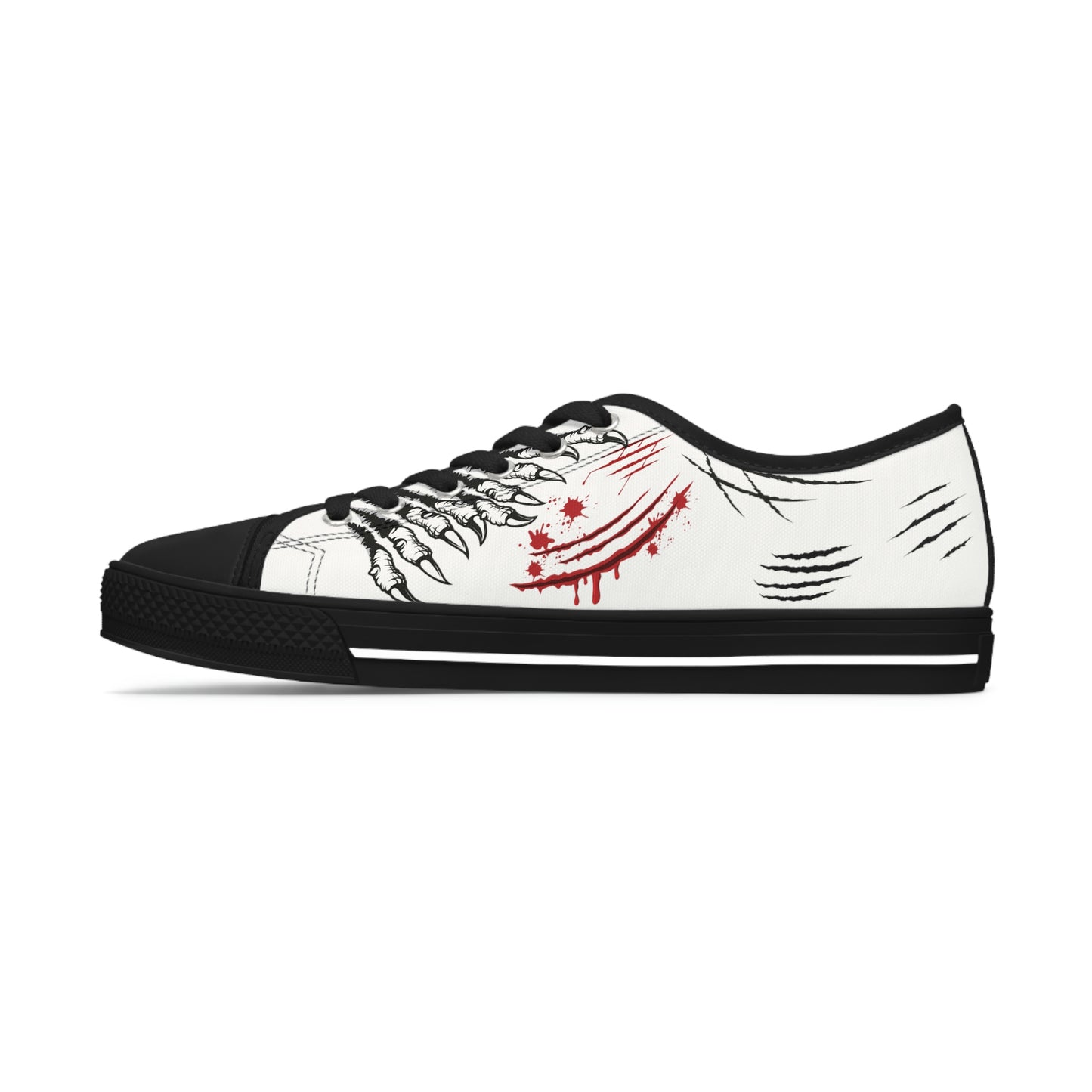 Claws Women's Low Top Canvas Shoes - Sneakers - Black - Left