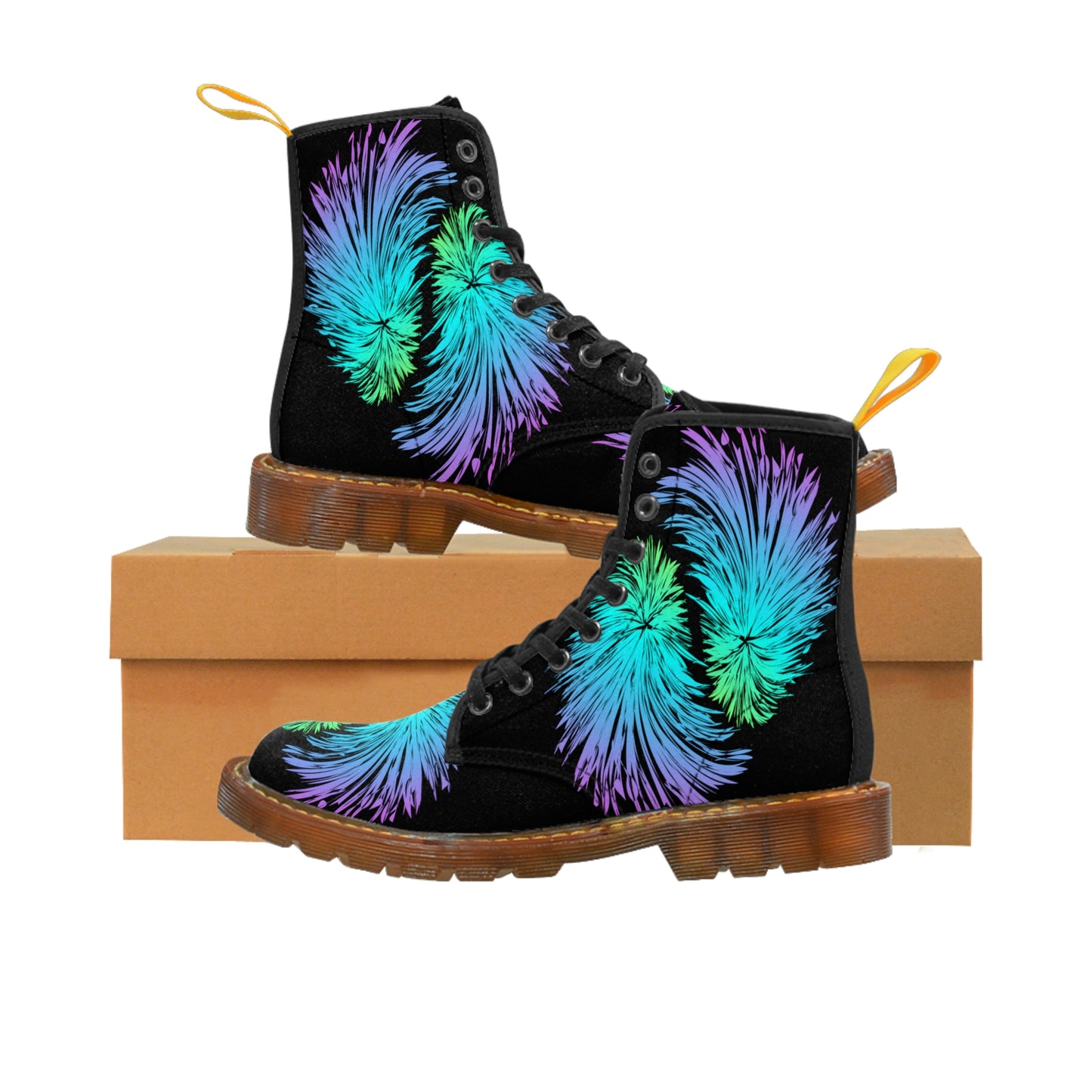 Colourful Feather Women's Canvas Boots - Women's Boots - Brown - Left and Right