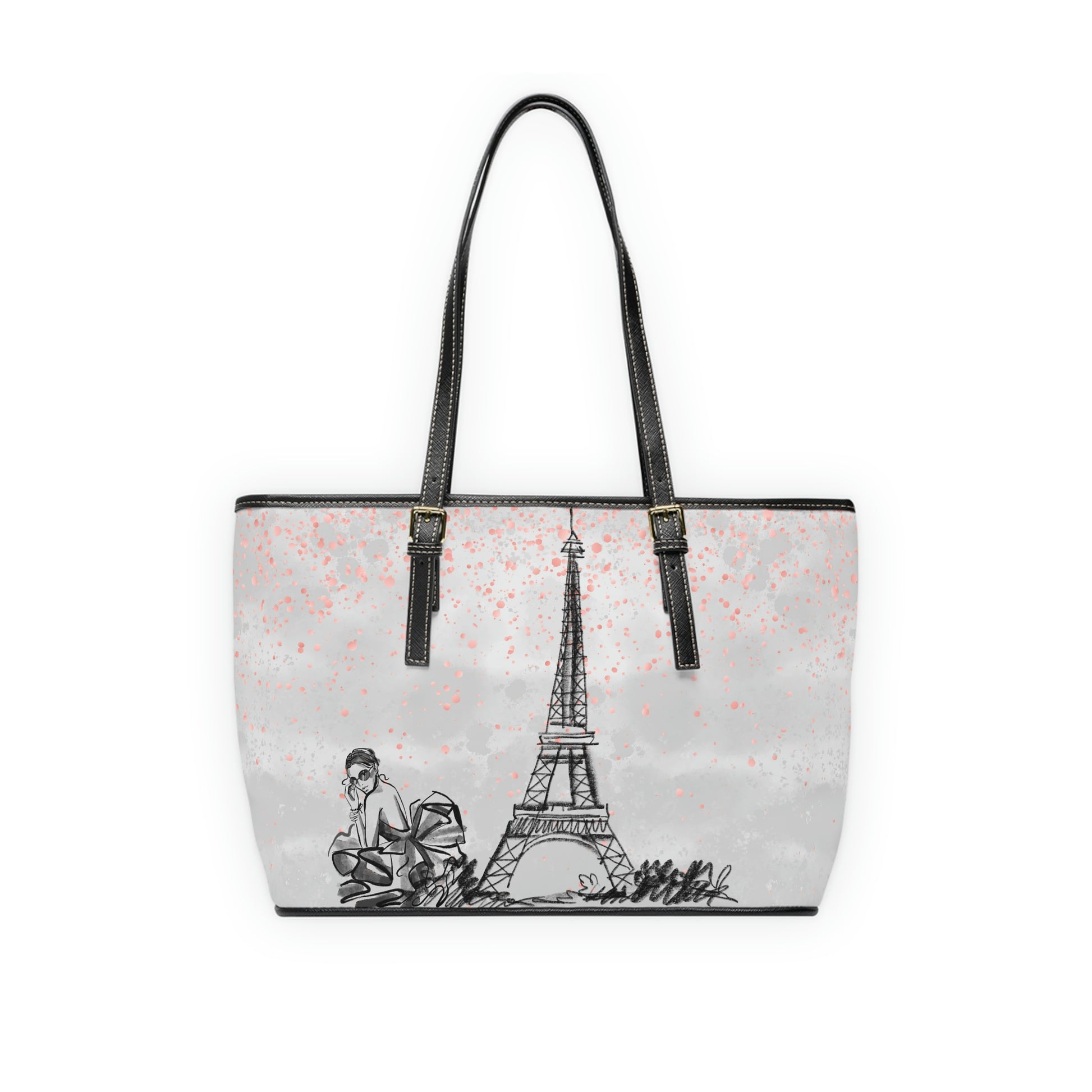 Lady In France PU Leather Shoulder Bag - Leather Tote Bag - Elegant Tote Bag