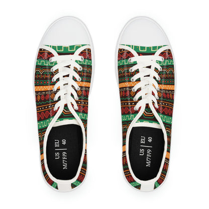 African Pattern Women's Low Top Canvas Shoes - Sneakers - White - Top