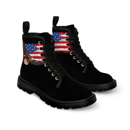 American Flag Men's Canvas Boots - Men's Boots - Black