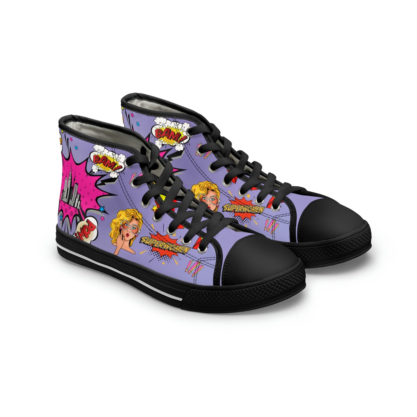 Comic Women's High Top Canvas Shoes - Sneakers - Black