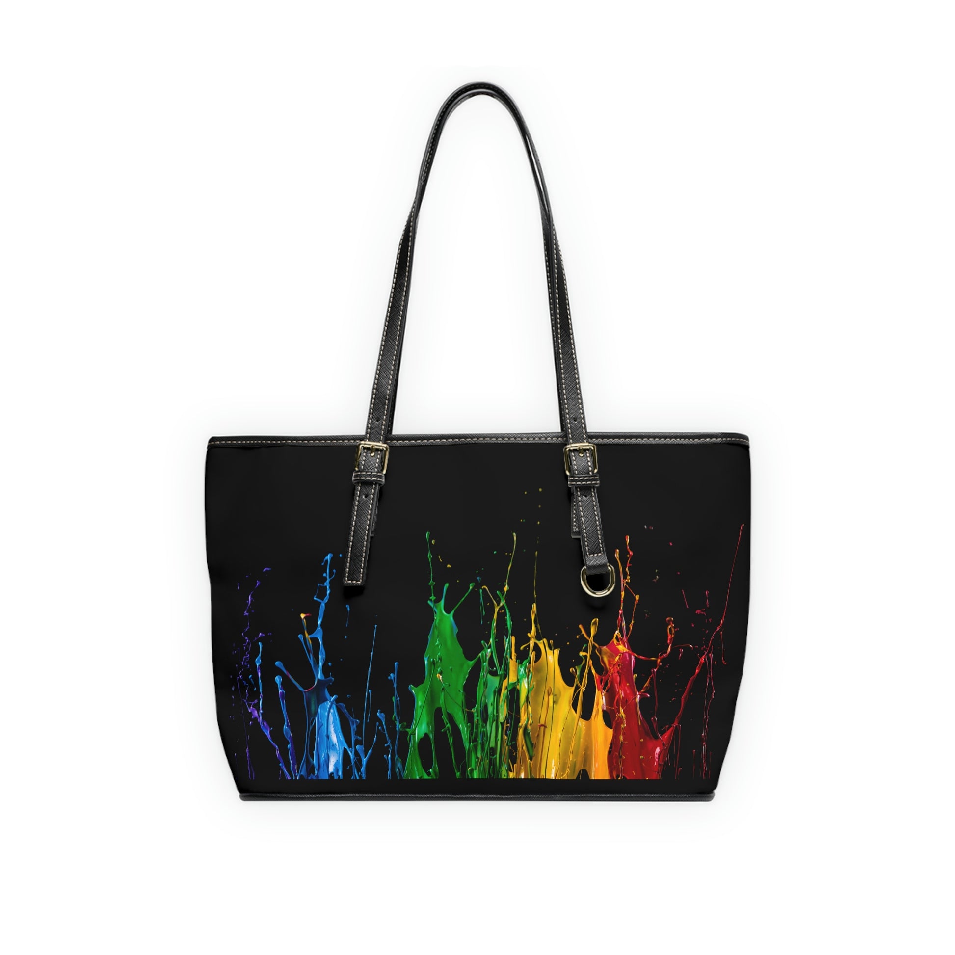 Splash Of Paint PU Leather Shoulder Bag - Leather Tote Bag