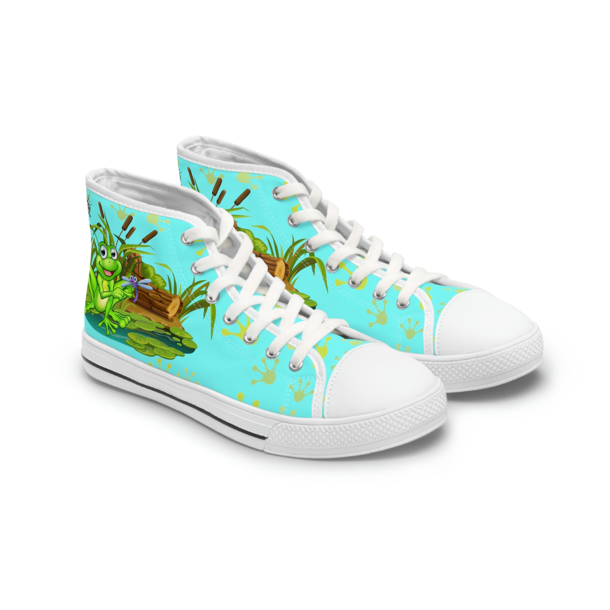 Frog In The Pond Women's High Top Canvas Shoes - Sneakers - White